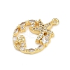 Summer Brass Micro Pave Clear Cubic Zirconia Sea Animal Connector Charms KK-C114-29B-G-2