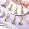 6Pcs Smiling Face Acrylic & Natural Lemon Jade & Quartz & Amethyst & Rose Quartz & Quartz Crystal & Dyed Malaysia Jade Pendant Decorations HJEW-JM03151-1
