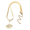 Ginkgo Leaf 201 Stainless Steel Herringbone Chains Pendant Necklaces NJEW-K253-36G-4