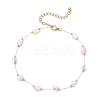 Dyed Nuggets Natural Shell & 304 Stainless Steel Link Chain Anklets AJEW-AN00726-3