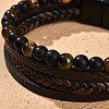 Natural Tiger Eye & Glass Round Beaded Bracelets LS-BJEW-G732-01B-4