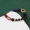 Natural Obsidian & Natural Mixed Stone & Brass Round & Prism Beaded Bracelets for Women BJEW-G752-01G-05-2