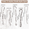 10Pcs 5 Styles Tibetan Style Alloy Bookmark Findings with Holes FIND-SC0008-98-2