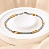 304 Stainless Steel Box Chain Bracelets for Women BJEW-C091-03C-GP-1