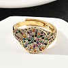 Brass Micro Pave Cubic Zirconia Cuff Rings for Women RJEW-A069-13G-01-2