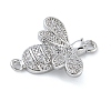 Rack Plating Brass Micro Pave Clear Cubic Zirconia Bee Connector Charms KK-A234-072P-2