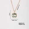 Fashionable Brass Pave Clear Cubic Zirconia & Paua Shell Cable Square Chain Pendant Necklace for Women SG5558-3-1