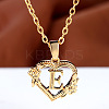 Brass Rose Flower Heart with Letter Pendant Cable Chain Necklaces FS-WG42461-05-1