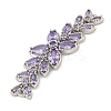 Brass Pave Lilac Cubic Zirconia Flower with Leaf Links Connector Charms KK-P277-52P-03-2