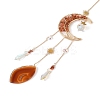 Wire Wrapped Natural Carnelian Moon with Tree of Life Pendant Decorations HJEW-K046-07G-03-3