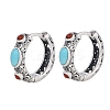 Oval Synthetic Turquoise Hoop Earrings EJEW-C178-07-3