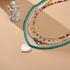 3Pcs 3Pcs Shell Pearl & Acrylic Heart & Enamel Pendant Necklaces Set NJEW-JN04038-2