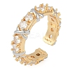 Letter X Brass Micro Pave Clear Cubic Zirconia Open Cuff Ring for Women RJEW-Q819-08G-1