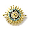 Rack Plating Brass Micro Pave Colorful Cubic Zirconia Sun Links Connector Charms KK-H485-26G-1