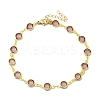 304 Stainless Steel Flat Round Acrylic Rhinestone Cup Chain Anklets for Women LS-AJEW-B031-02G-01-4