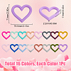 16Pcs 16 Colors Heart Food Grade Eco-Friendly Silicone Focal Beads SIL-SP0001-06-2