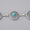 Synthetic Turquoise Flower Link Chains Belt AJEW-WH0258-427-3
