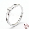 Anti-Tarnish Adjustable Rhodium Plated 925 Sterling Silver Design Ring Mounts Fittings with Pearl Seat STER-I016-016P-5