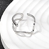 304 Stainless Steel Open Cuff Rings for Women RJEW-K313-13P-1