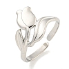 Non-Tarnish Tulip 304 Stainless Steel Open Cuff Finger Rings for Women RJEW-P114-05P-1