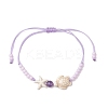 Adjustable Ocean Starfish Turtle Natural Mixed Gemstone & Glass Seed Beads Braided Bracelets BJEW-MZ00324-4