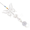 Glass Beads & 201 Stainless Steel Butterfly Hanging Suncatchers HJEW-JM04761-01-4