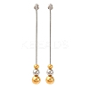 304 Stainless Steel Two Tone Round Tassel Stud Earrings EJEW-A136-05B-GP-4