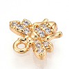 Brass Micro Pave Clear Cubic Zirconia Pendants KK-T075-19G-01-2