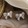 Brass Micro Pave Clear Cubic Zirconia Stud Earrings for Women EJEW-A110-08P-1