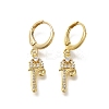 Brass Clear Cubic Zirconia Hoop Earrings EJEW-M045-01R-1