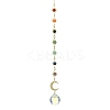 Chakra Natural Gemstone Beads & Brass Sun Moon Hanging Suncatchers HJEW-JM04995-01-1