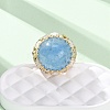 Half Round Natural Dyed Jade Cubic Zirconia Cuff Rings RJEW-M076-01G-04-5