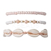 Summer Beach Natural Mixed Cowrie Shell Glass & Alloy Beaded Stretch Bracelet & Braided Bead Bracelets Sets BJEW-JB10838-1