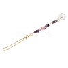Round Glass & Natural Amethyst Chips Hanging Suncatchers HJEW-JM04209-02-4