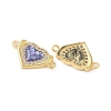 Brass Micro Pave Clear Cubic Zirconia & Shell Heart Connector Charms KK-I357-01G-2