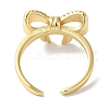 Bowknot Brass Micro Pave Clear Cubic Zirconia Open Cuff Rings for Women LS-RJEW-C098-05G-3