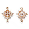Brass Micro Pave Clear Cubic Zirconia Links Connectors KK-S359-146-RS-2
