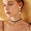 4 Pairs 4 Style Exquisite Plastic Imitation Pearl Beaded Dangle Stud Earrings EJEW-AN0002-09-6
