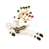 Alloy Reindeer Brooch with Plastic Pearl for Christmas JEWB-A004-03G-1