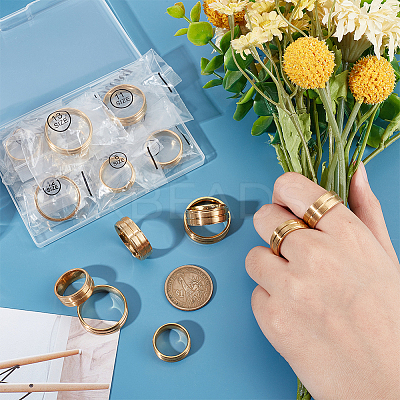 16Pcs 8 Size 304 Stainless Steel Grooved Finger Rings Set RJEW-UN0002-88-1