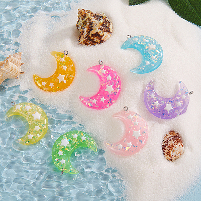 28Pcs 7 Colors Resin Pendants RESI-CJ0001-225-1
