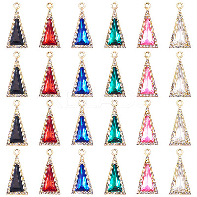 36Pcs 6 Colors Zinc Alloy Glass Pendants ALRI-TA0001-36-1