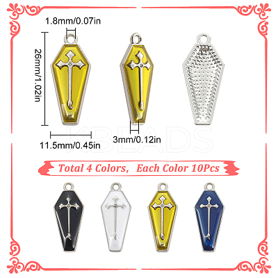 40Pcs 4 Colors Alloy Enamel Pendants ENAM-SC0003-79-1