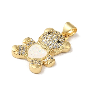 Rack Plating Brass Micro Pave Clear Cubic Zirconia Pendants KK-P268-05A-G01-1