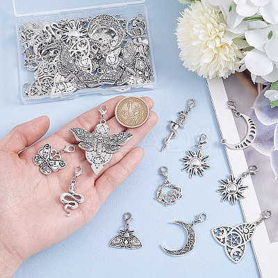 40Pcs 10 Styles Alloy Pendant Decoration HJEW-HY00058-1
