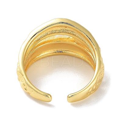 Textured Brass Open Cuff Rings for Women RJEW-E292-12G-1