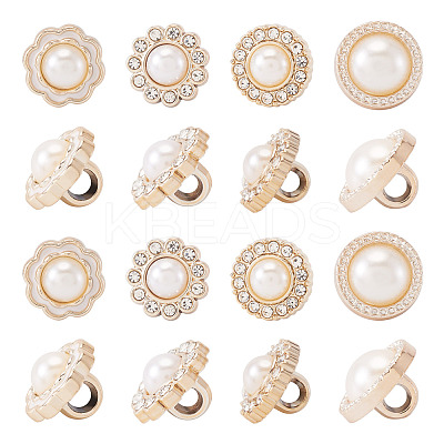 40Pcs 4 Styles 1-Hole Acrylic Rhinestone Shank Buttons BUTT-TA0001-44-1