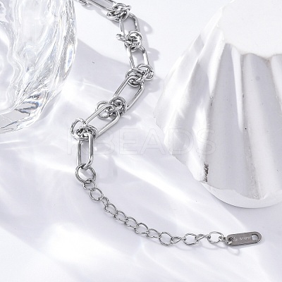 667 Stainless Steel(Grade 201 Equivalent) Paperclip Chain Bracelets for Women BJEW-P347-03P-1