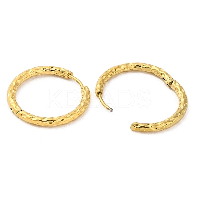 Ion Plating(IP) 304 Stainless Steel Textured Huggie Hoop Earrings EJEW-G374-02G-G-1