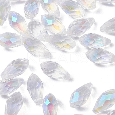 Electroplate Transparent Glass Faceted Teardrop Beads EGLA-YWC0001-01-1